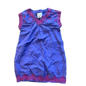 Peek Kids Girl's Purple Short Sleeve Embroidered Dress - Small (4-5)